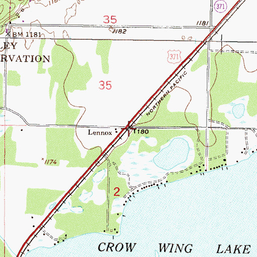 Topographic Map of Lenox Post Office (historical), MN
