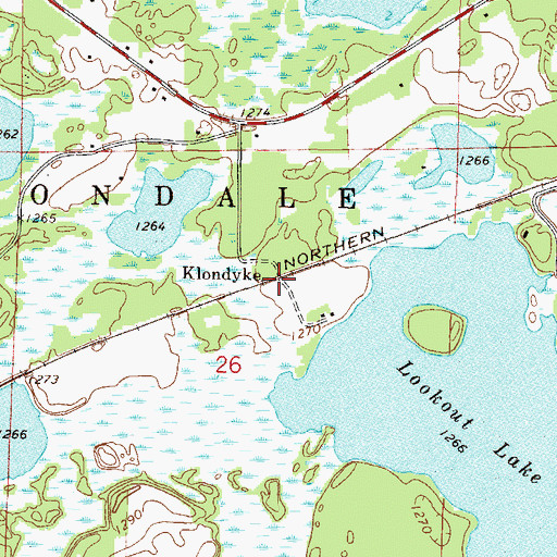 Topographic Map of Klondike Post Office (historical), MN