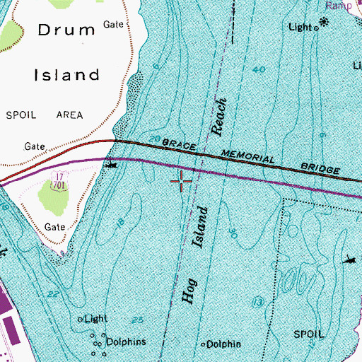 Topographic Map of Arthur J. Ravenel Bridge, SC