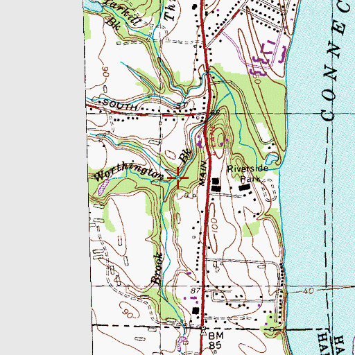 Topographic Map of Fourmile Brook, CT
