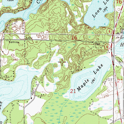 Topographic Map of Katrine Post Office (historical), MN