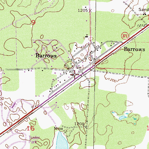 Topographic Map of Barrows (historical), MN