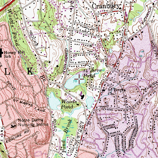 Topographic Map of Fourteen Acre Pond, CT