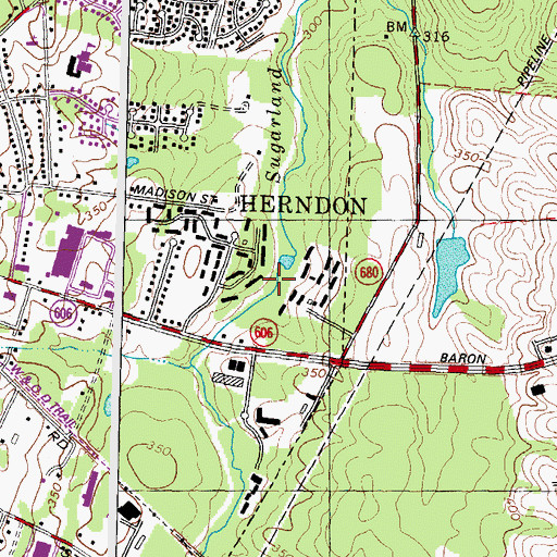 Topographic Map of Sugarland Run Stream Valley Park, VA