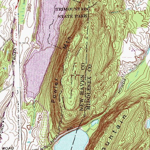 Topographic Map of Fowler Mountain, CT