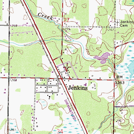 Topographic Map of Jenkins Church of God, MN