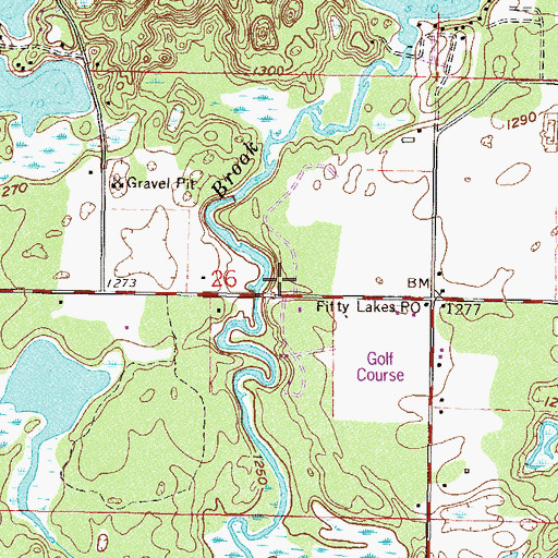 Topographic Map of Fifty Lakes Daggett Brook Campground, MN