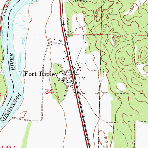 Topographic Map of Fort Ripley (historical), MN