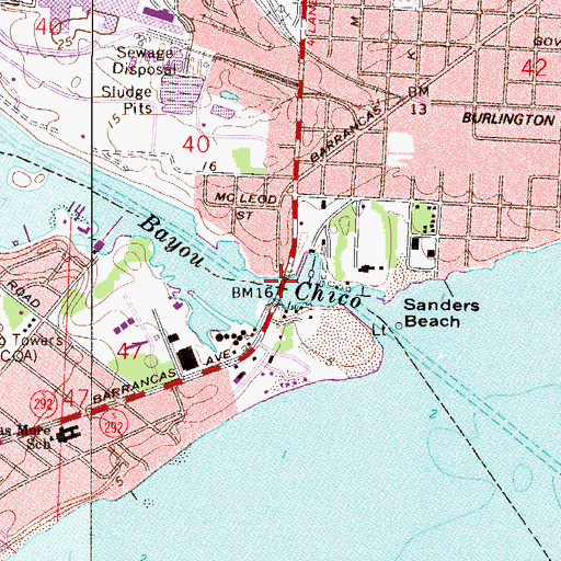 Topographic Map of Bayou Chico Bridge, FL