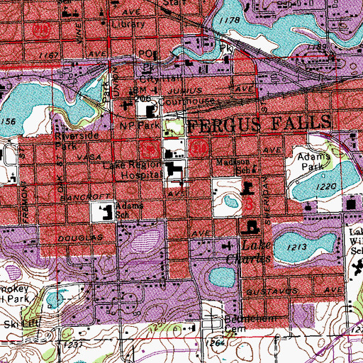 Topographic Map of Fergus Falls Medical Group Building, MN