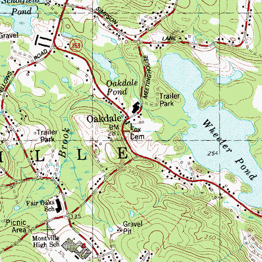 Topographic Map of Fox Cemetery, CT