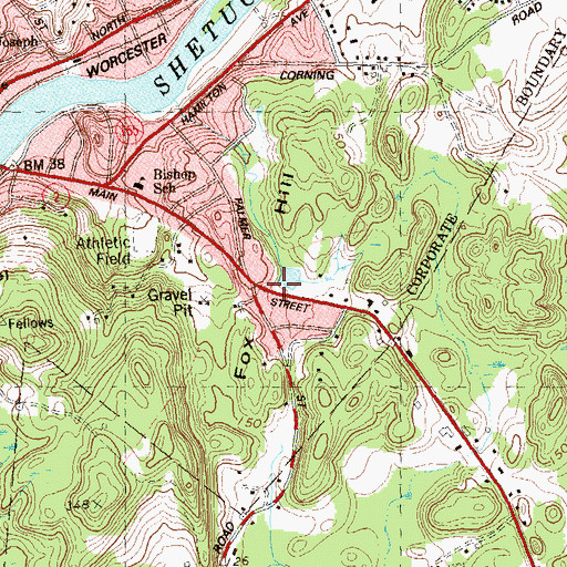 Topographic Map of Fox Hill, CT