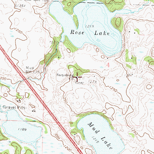 Topographic Map of Sarpsborg Cemetery, MN