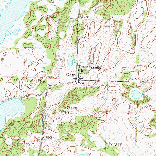 Topographic Map of Tordenskjold Free Mission Church Cemetery, MN