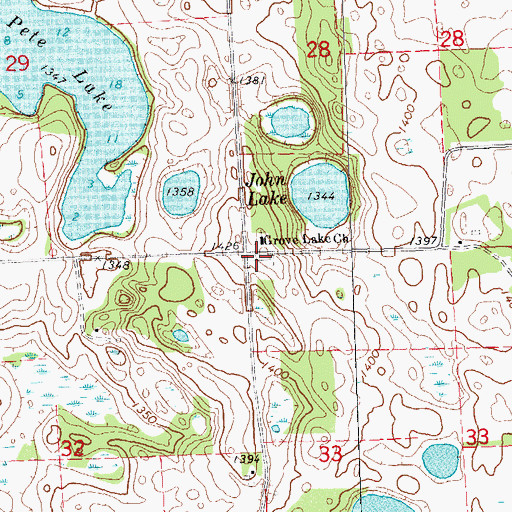 Topographic Map of Grove Lake Cemetery, MN