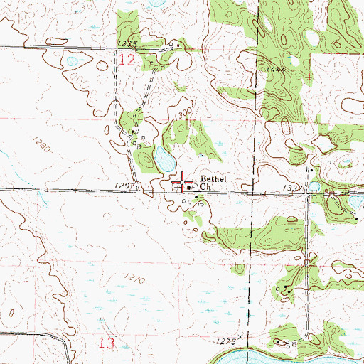 Topographic Map of Bethel Cemetery, MN