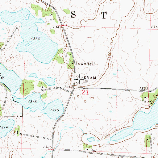 Topographic Map of Kvam Cemetery, MN
