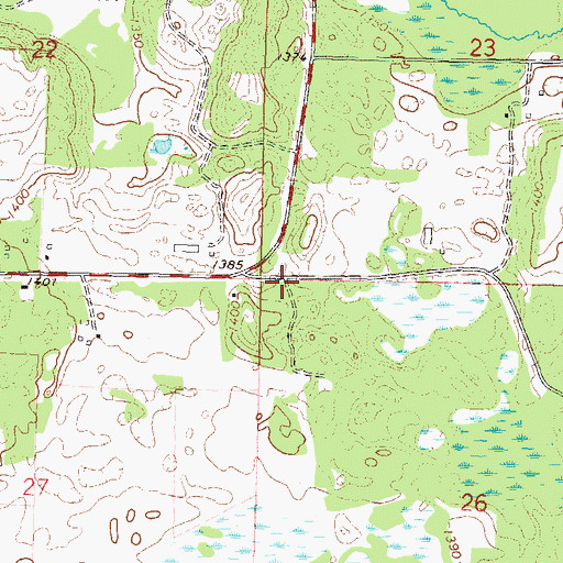 Topographic Map of Historic Pine Lake Cemetery, MN