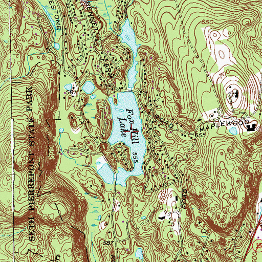 Topographic Map of Fox Hill Lake, CT