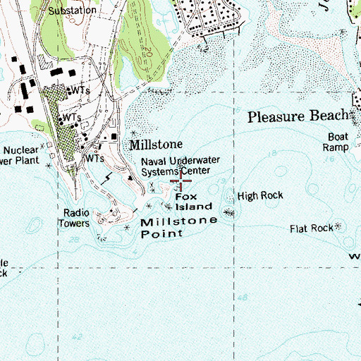 Topographic Map of Fox Island, CT