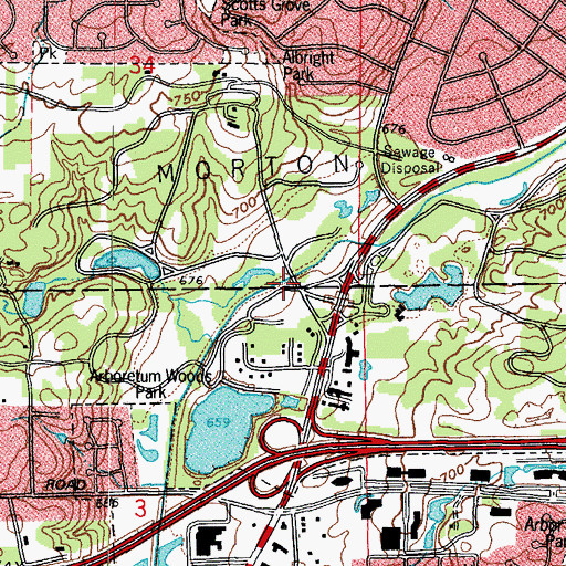 Topographic Map of Willoway Brook, IL