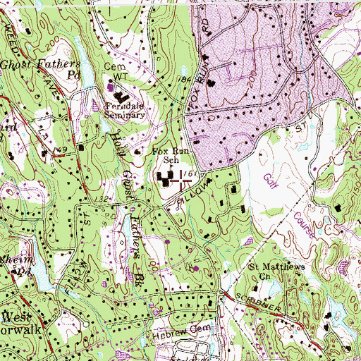 Topographic Map of Fox Run Elementary School, CT