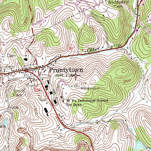 Topographic Map of West Virginia National Cemetery, WV