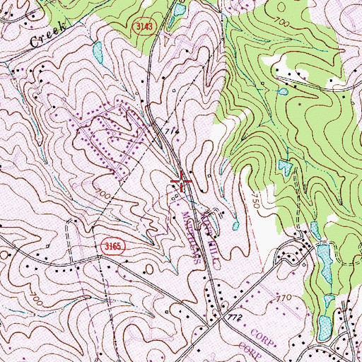 Topographic Map of Mint Hill Middle School, NC