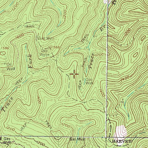 Topographic Map of Kermit Harvey District, WV