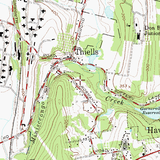 Topographic Map of Thiells Elementary School, NY