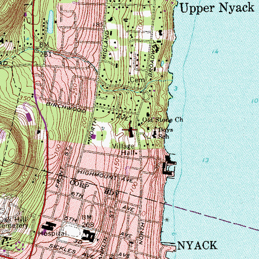 Topographic Map of Upper Nyack Elementary School, NY