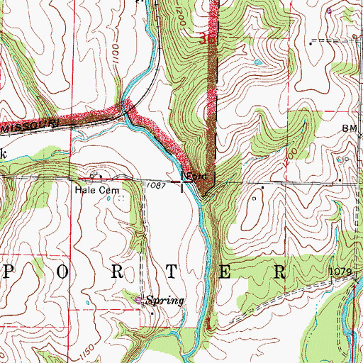 Topographic Map of Manley Ford, MO