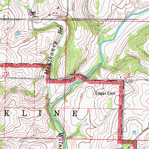 Topographic Map of Gibson Mill Headrace, MO