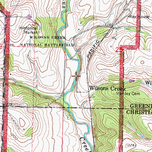 Topographic Map of Manley Uplands Trail, MO