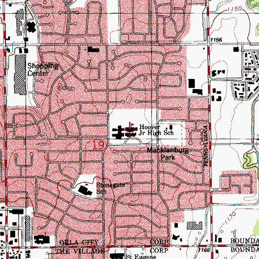Topographic Map of Eisenhower Elementary School, OK