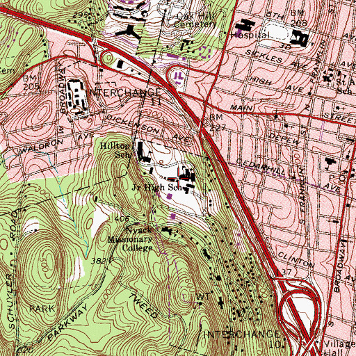 Topographic Map of Bailey Library, NY