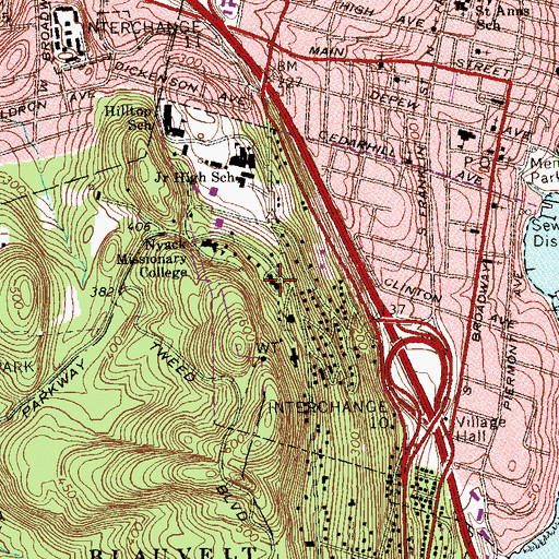 Topographic Map of Christie Hall, NY