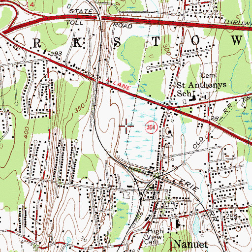 Topographic Map of Nanuet Mall Shopping Center, NY
