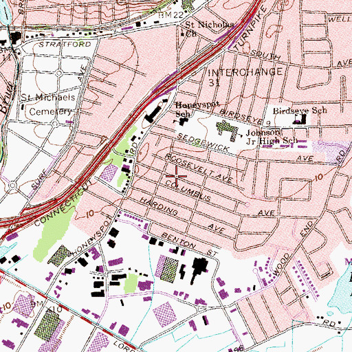 Topographic Map of Franklin School, CT