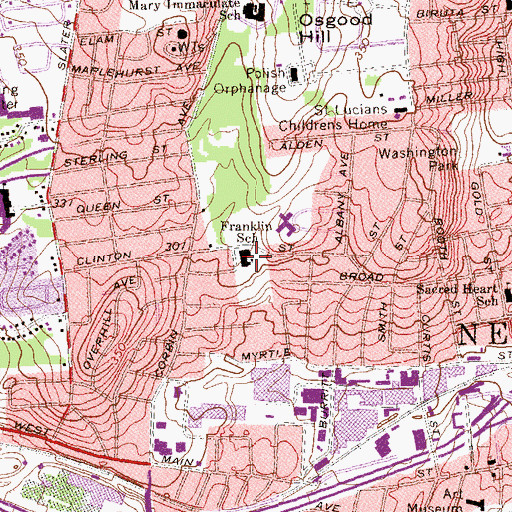 Topographic Map of Franklin School, CT