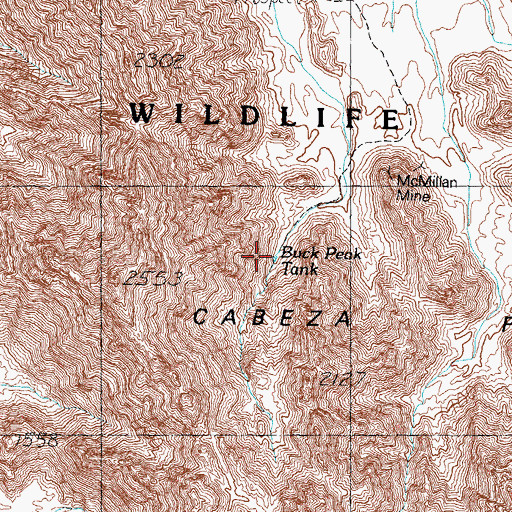 Topographic Map of Buck Peak Tank, AZ
