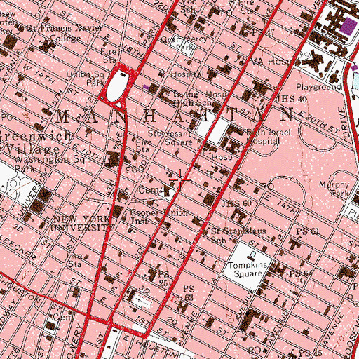 Topographic Map of Louis N Jaffe Art Theatre, NY