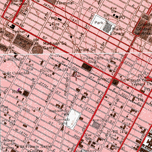 Topographic Map of Life Building, NY