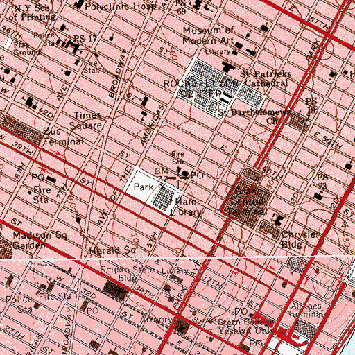 Topographic Map of Columbia University Club, NY