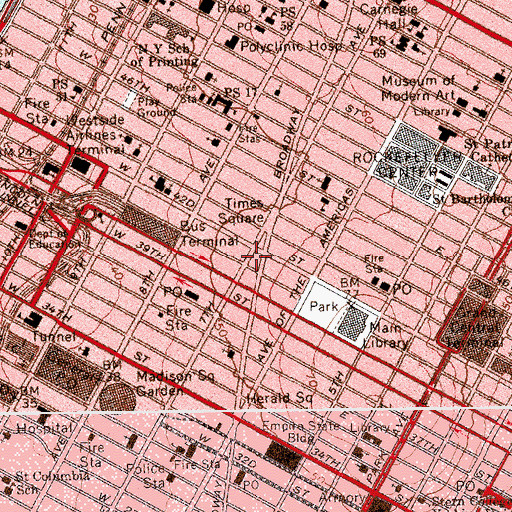 Topographic Map of Crossroads Building, NY
