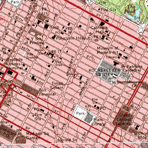 Topographic Map of Embassy I Theater, NY
