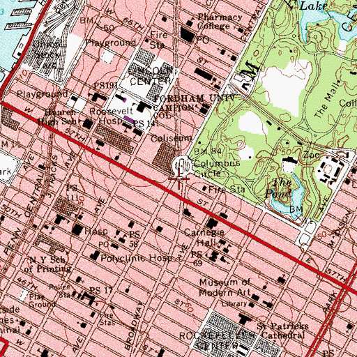 Topographic Map of Gallery of Modern Art, NY