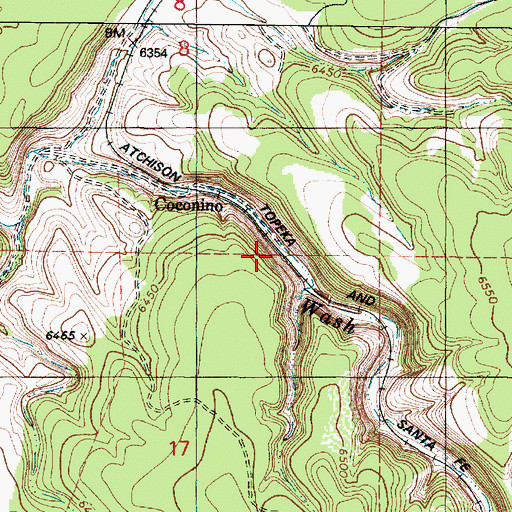 Topographic Map of Coconino Railroad Station, AZ