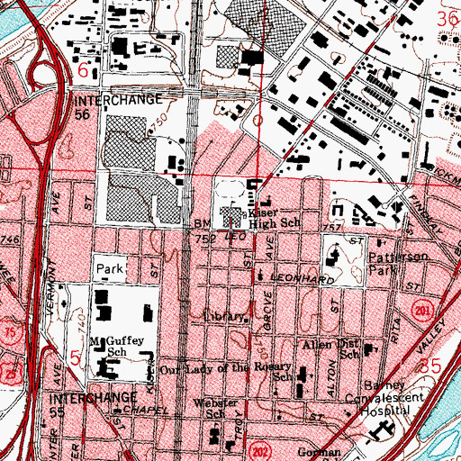 Topographic Map of Kiser Middle School for Environmental Science Studies, OH
