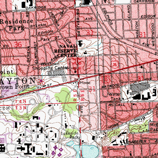 Topographic Map of Roth Middle School at Gardendale, OH